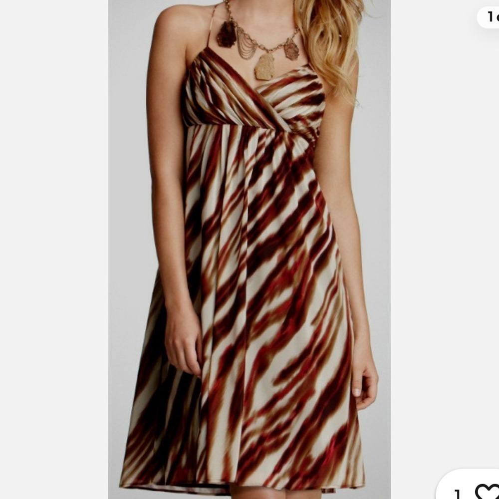 Ann Taylor Petite Burgundy and Cream Dress